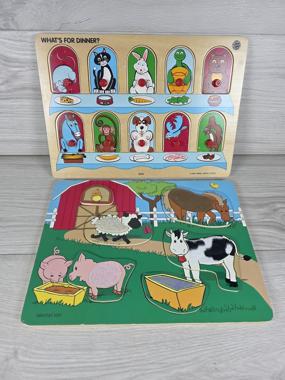 Small World Toys & Battat Animal-Themed Wooden Puzzles Set of 2 SU40